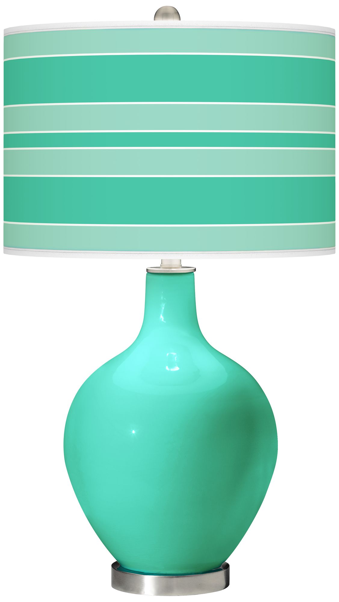 Turquoise Bold Stripe Ovo Table Lamp