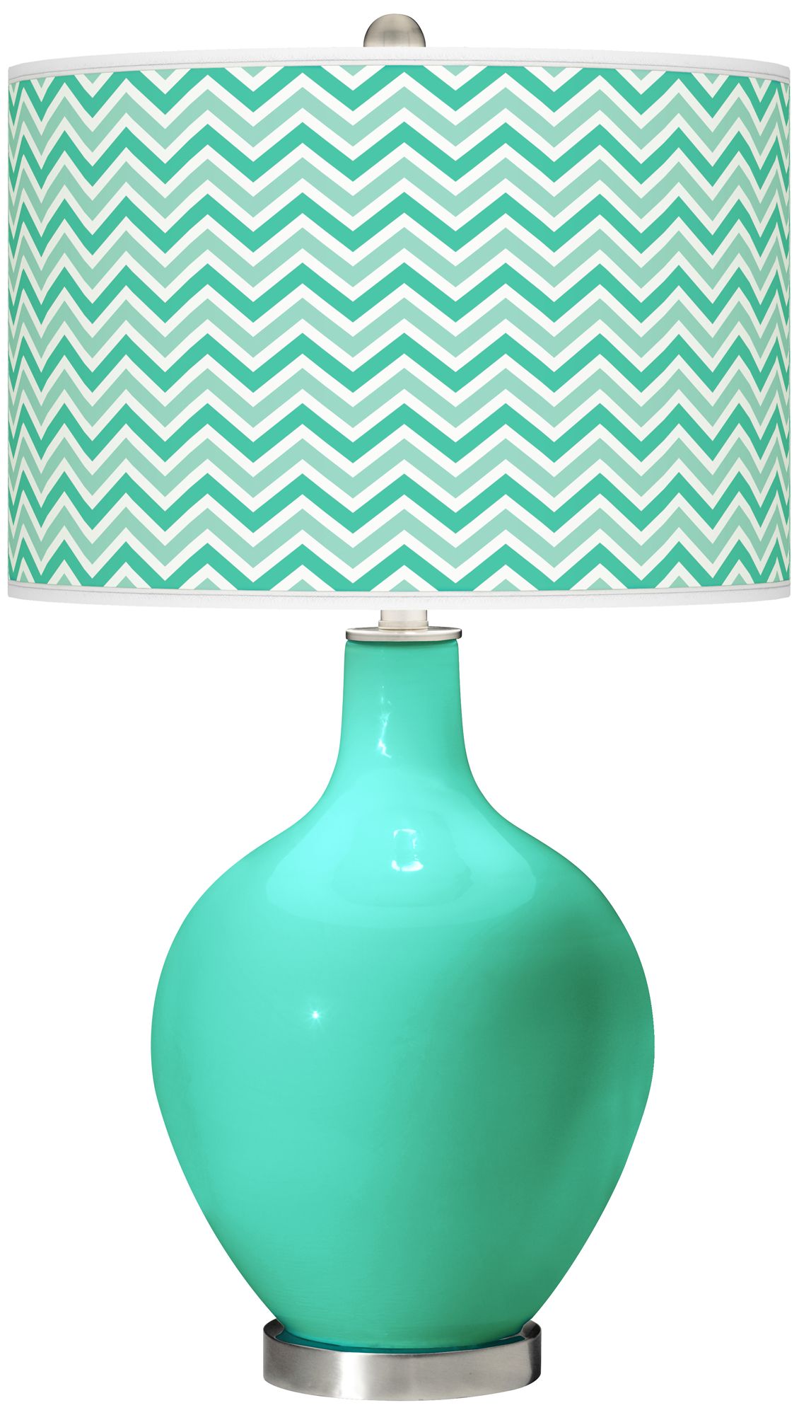Turquoise Narrow Zig Zag Ovo Table Lamp
