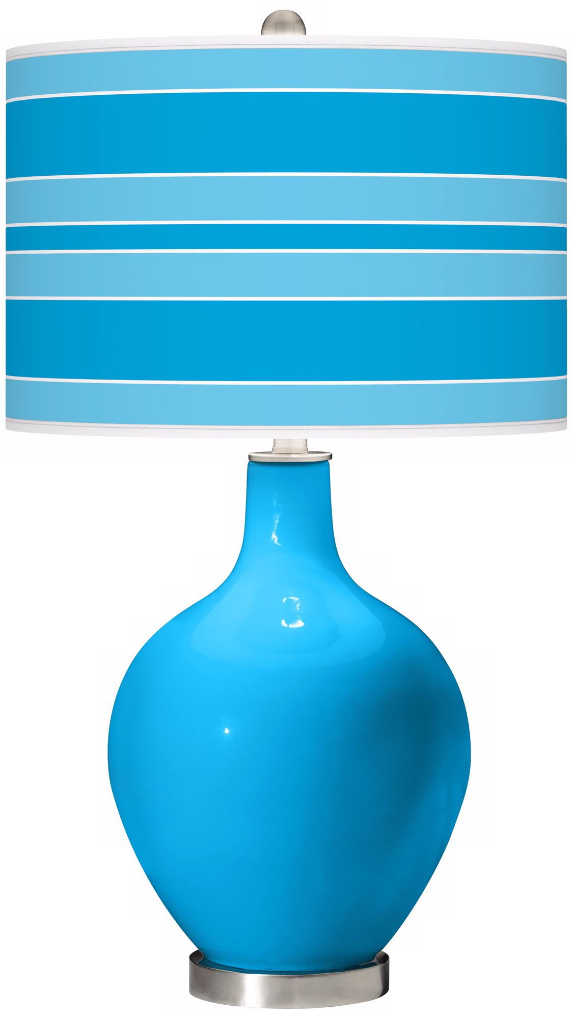 Sky Blue Bold Stripe Ovo Table Lamp