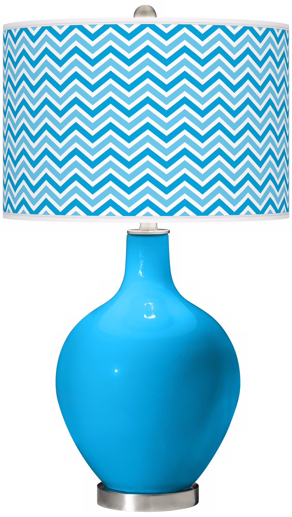 Sky Blue Narrow Zig Zag Ovo Table Lamp