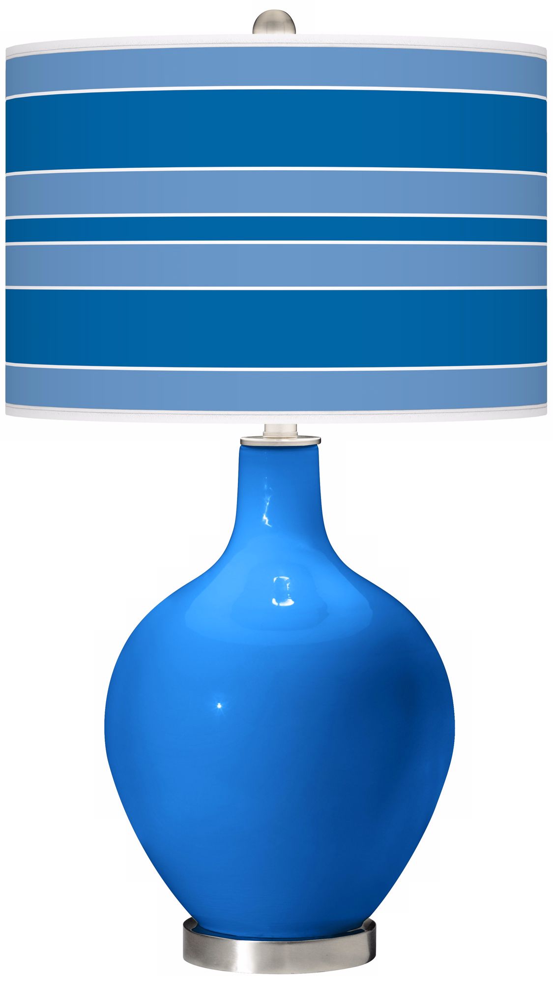 Royal Blue Bold Stripe Ovo Table Lamp