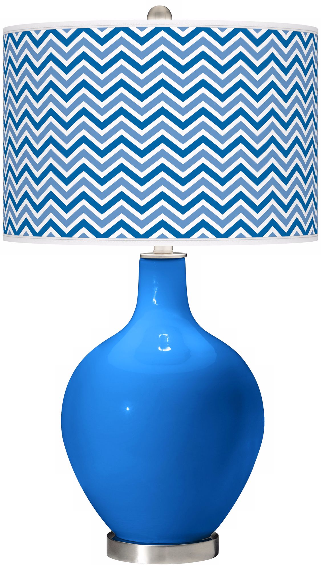 Royal Blue Narrow Zig Zag Ovo Table Lamp