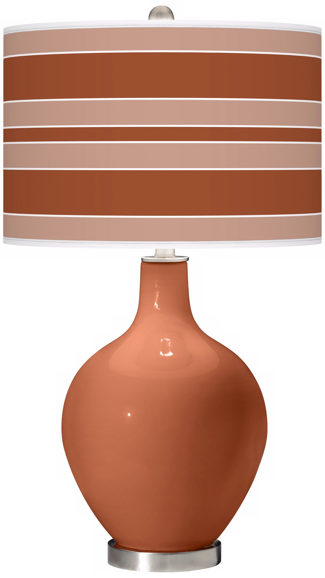 Fawn Brown Bold Stripe Ovo Table Lamp
