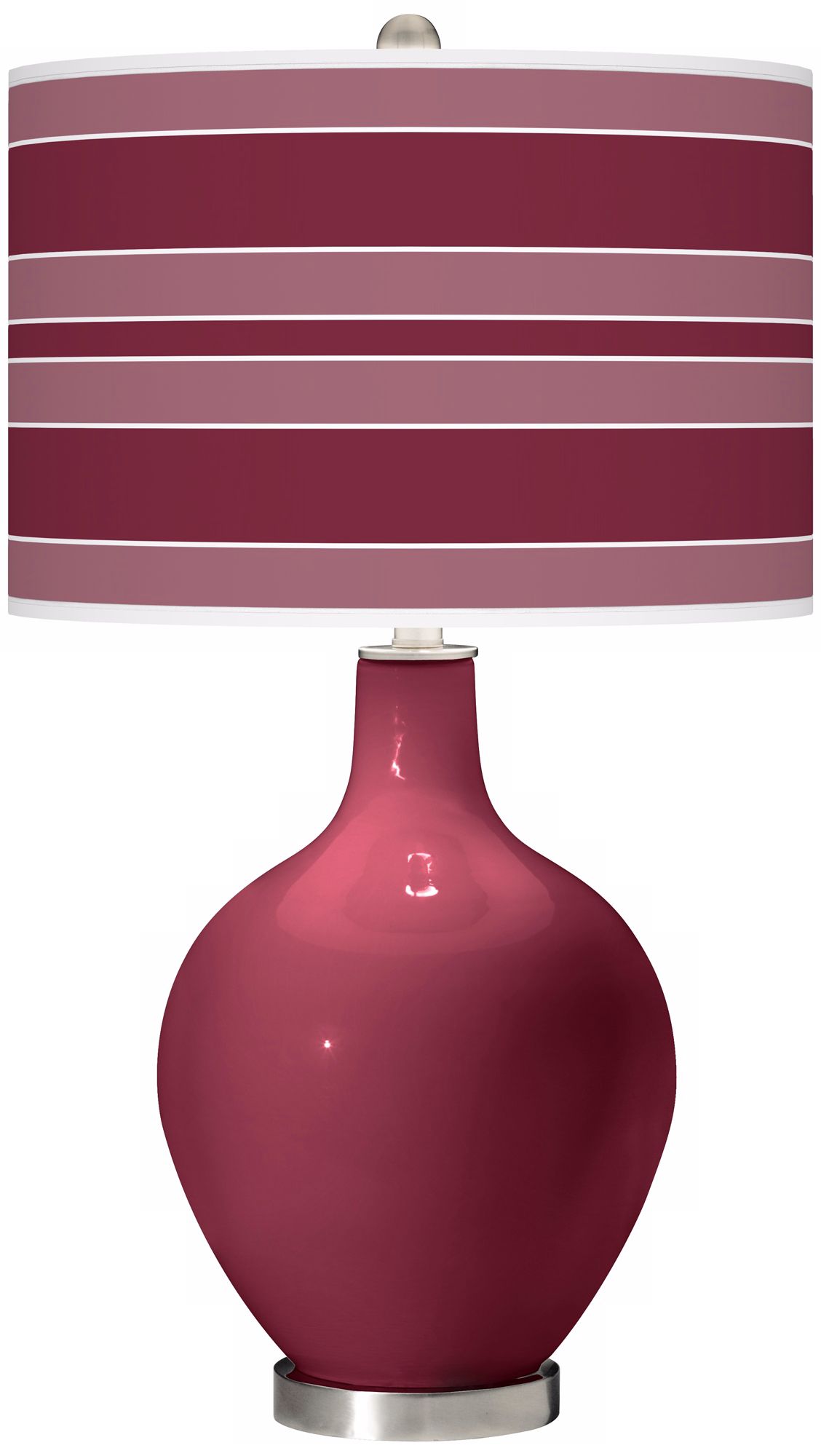 Dark Plum Bold Stripe Ovo Table Lamp
