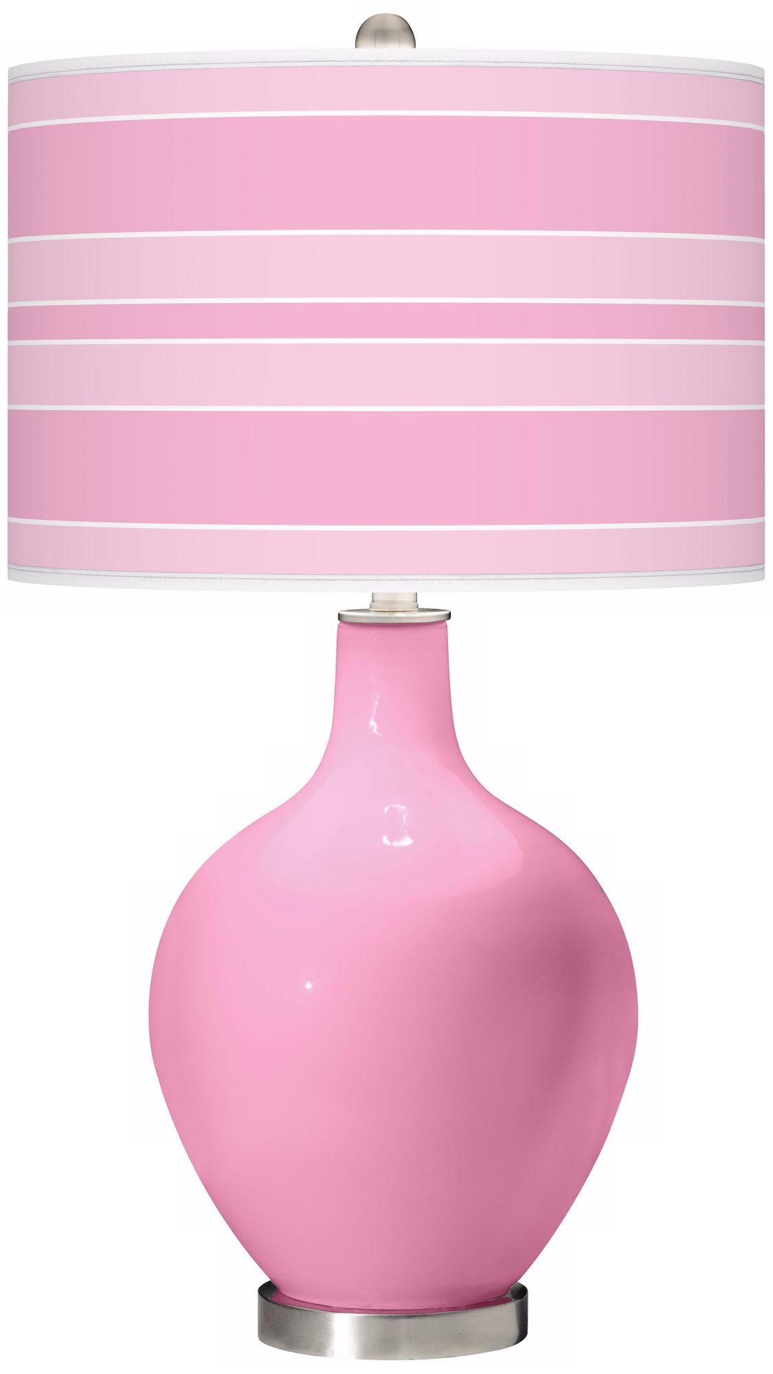 Pale Pink Bold Stripe Ovo Table Lamp