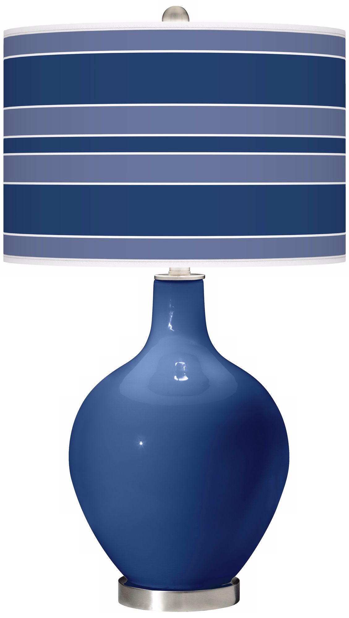Monaco Blue Bold Stripe Ovo Table Lamp