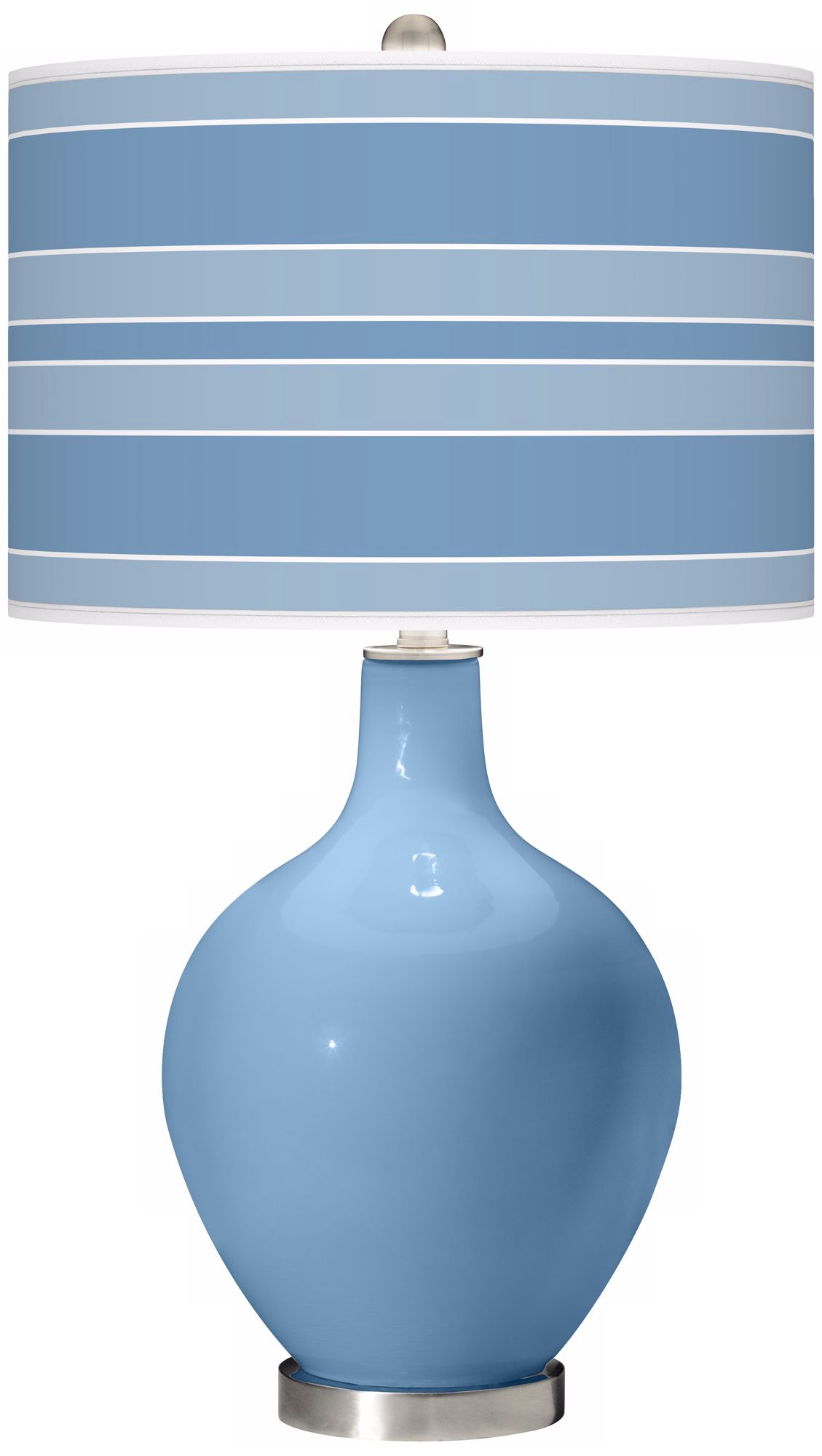 Dusk Blue Bold Stripe Ovo Table Lamp