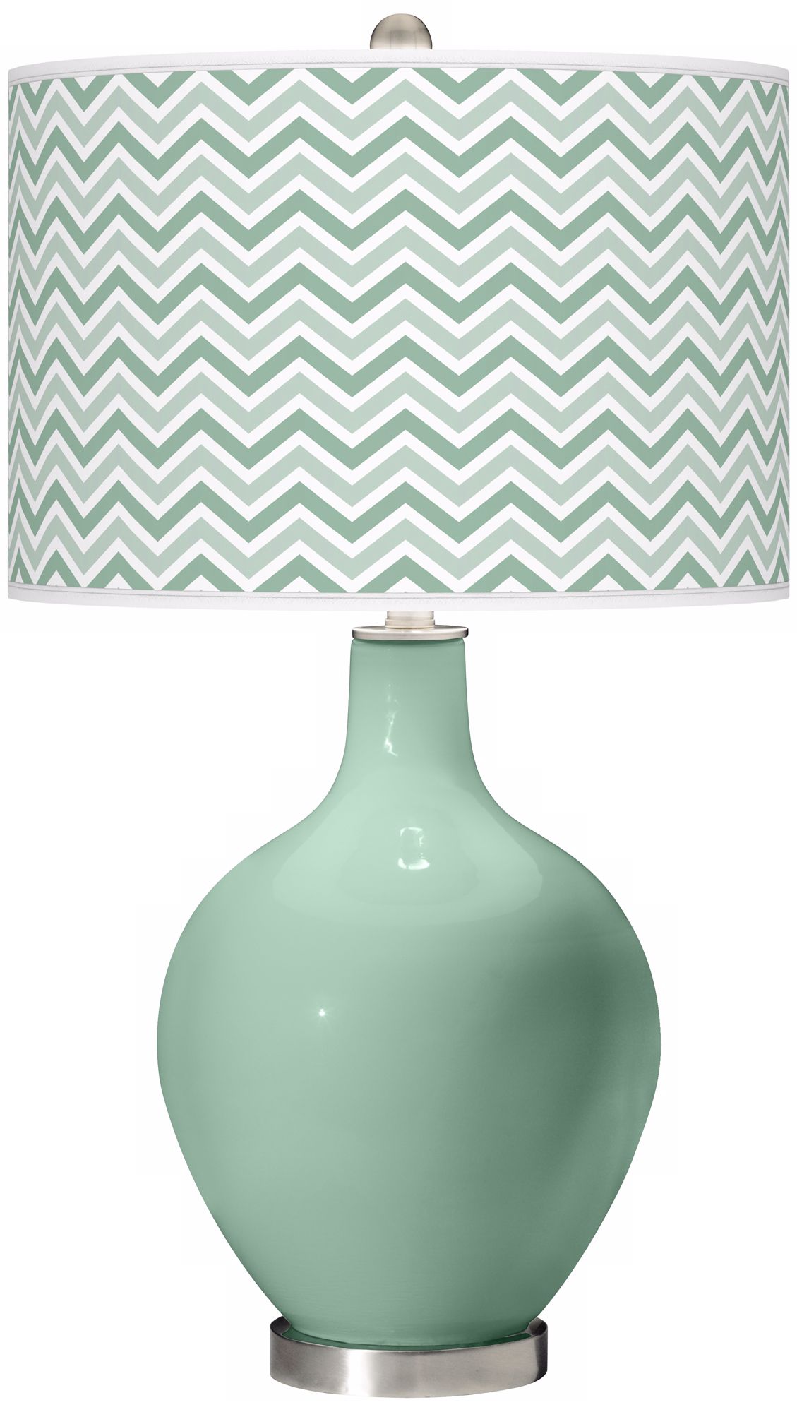 Grayed Jade Narrow Zig Zag Ovo Table Lamp