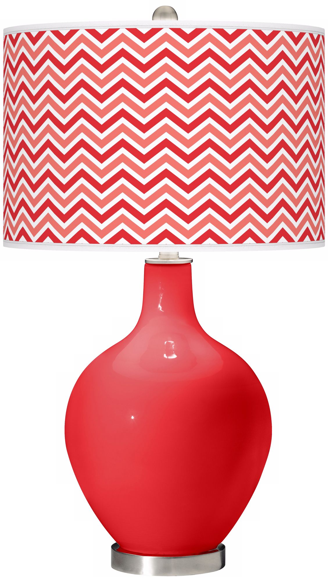 Poppy Red Narrow Zig Zag Ovo Table Lamp