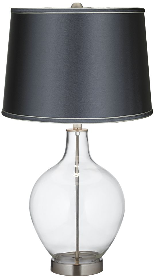 Clear Fillable - Satin Dark Gray Shade Ovo Table Lamp
