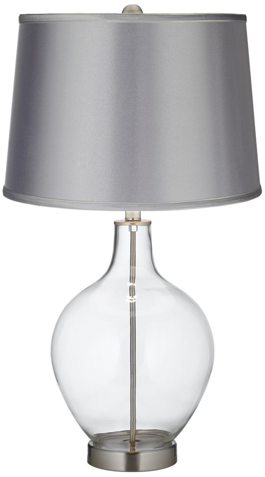 Clear Fillable - Satin Light Gray Shade Ovo Table Lamp