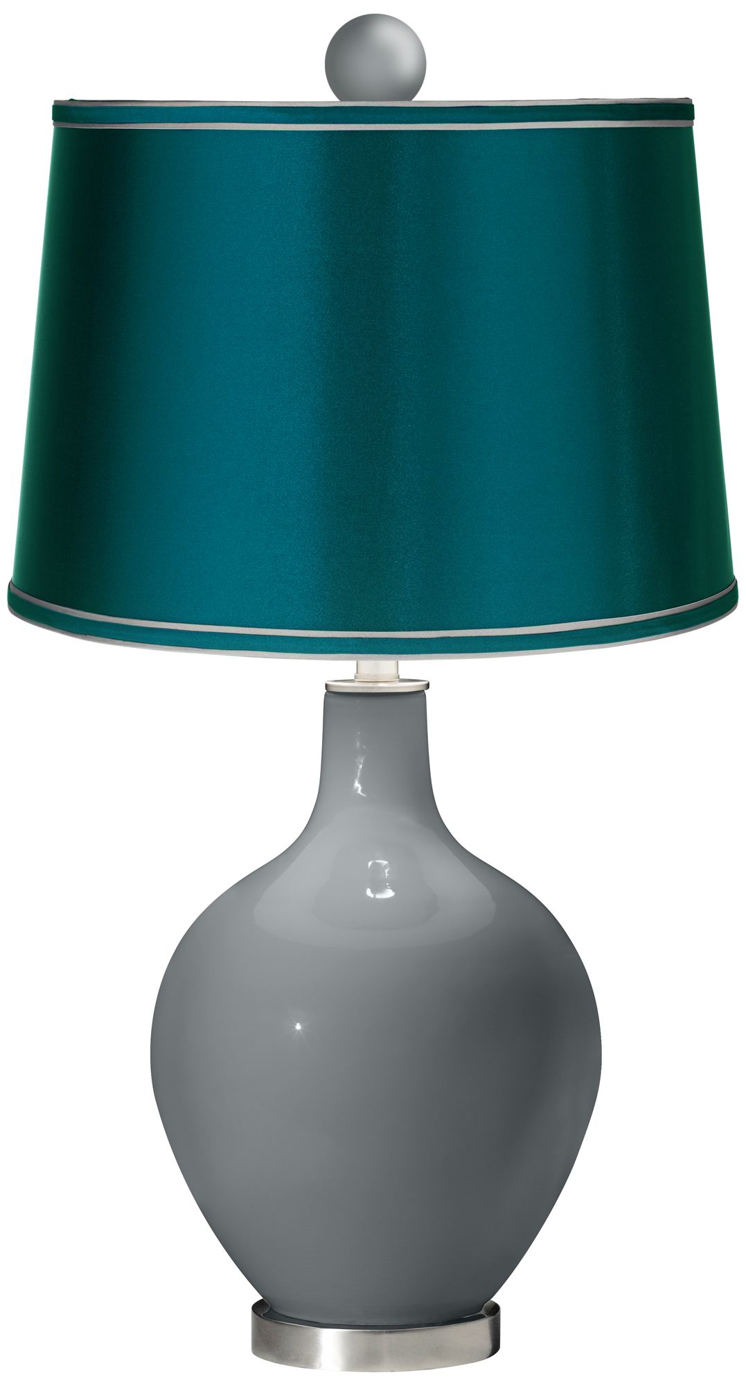 Software - Satin Teal Ovo Table Lamp with Color Finial