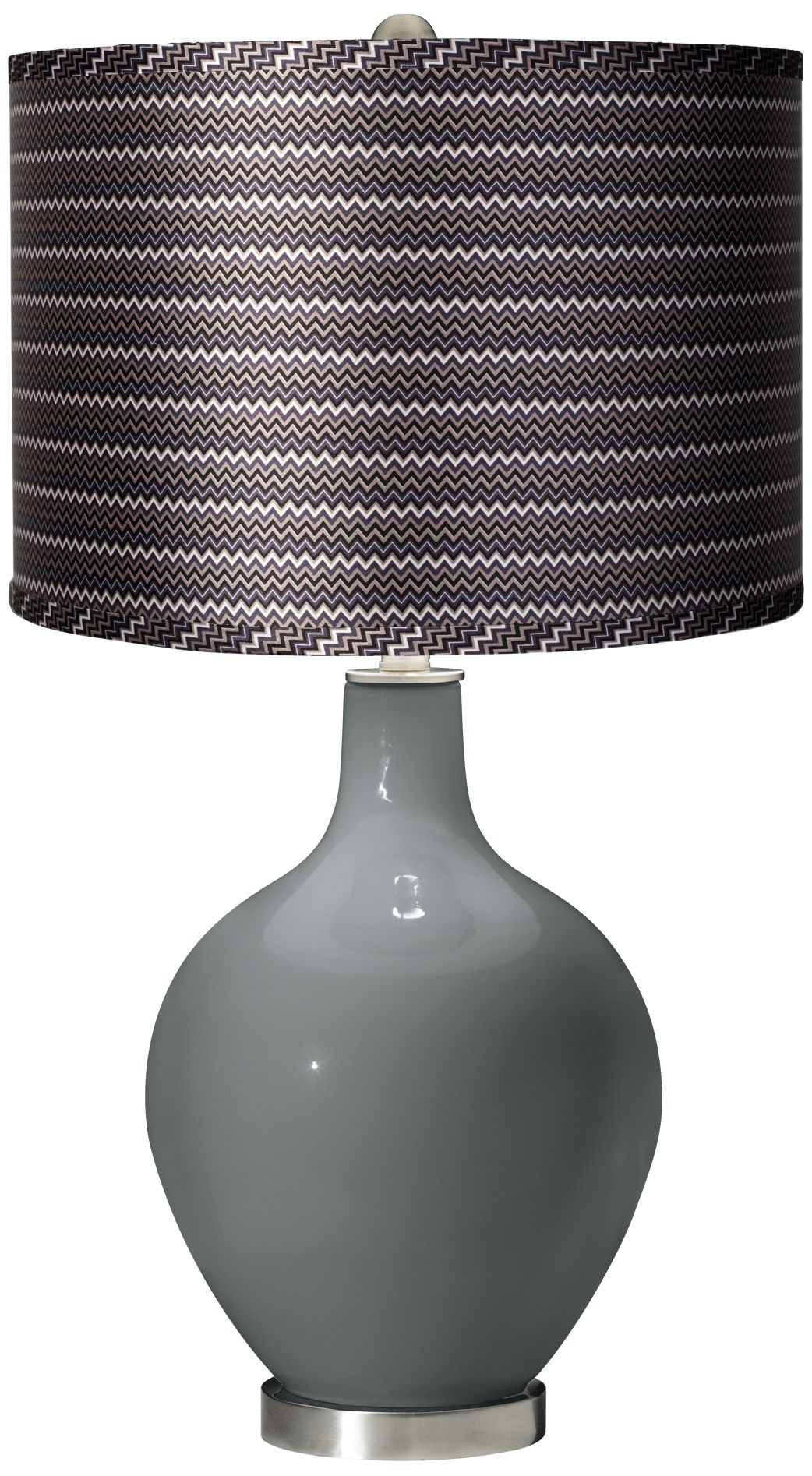 Software - Satin Gray Zig Zag Shade Ovo Table Lamp
