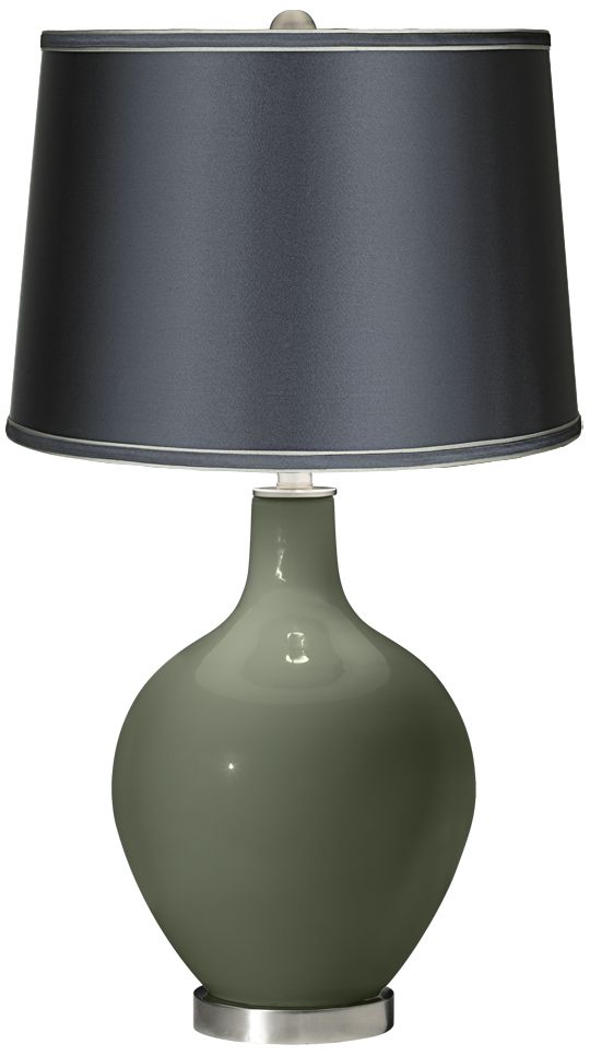 Deep Lichen Green - Satin Dark Gray Shade Ovo Table Lamp