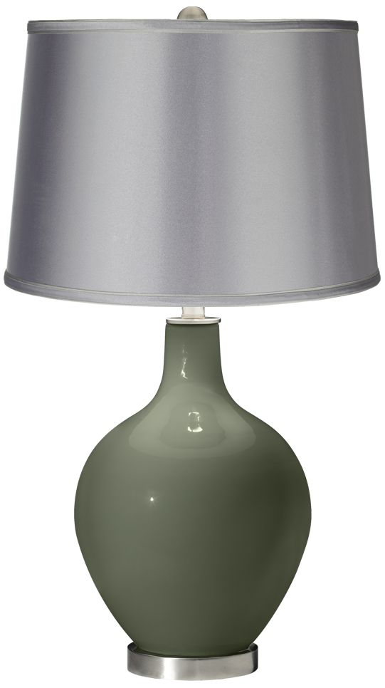 Deep Lichen Green - Satin Light Gray Shade Ovo Table Lamp