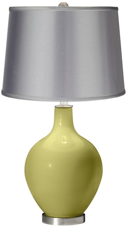 Linden Green - Satin Light Gray Shade Ovo Table Lamp