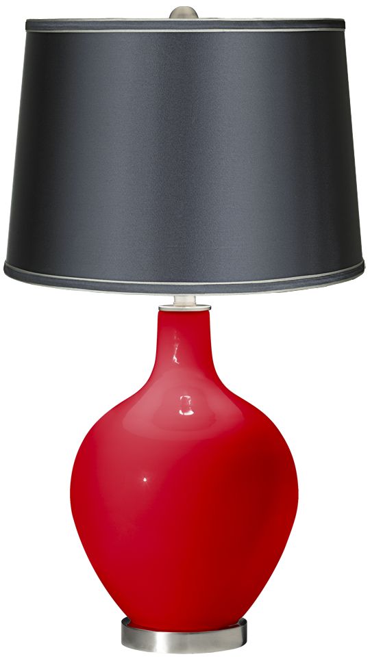 Bright Red - Satin Dark Gray Shade Ovo Table Lamp