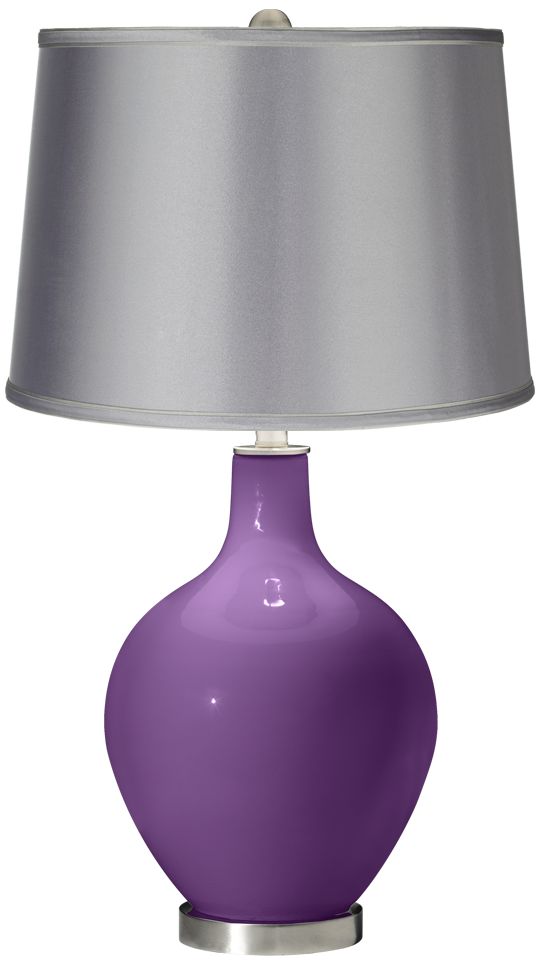Passionate Purple - Satin Light Gray Shade Ovo Table Lamp