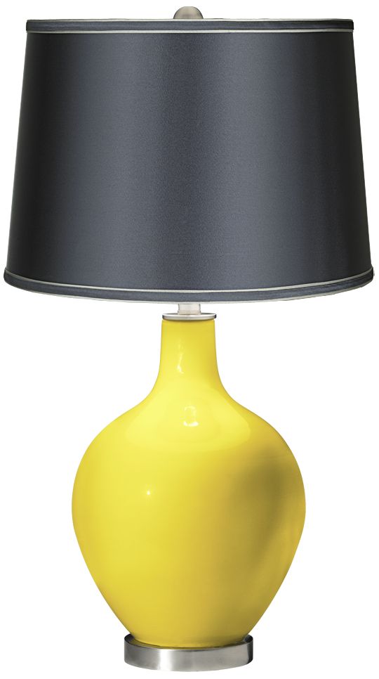 Lemon Twist - Satin Dark Gray Shade Ovo Table Lamp