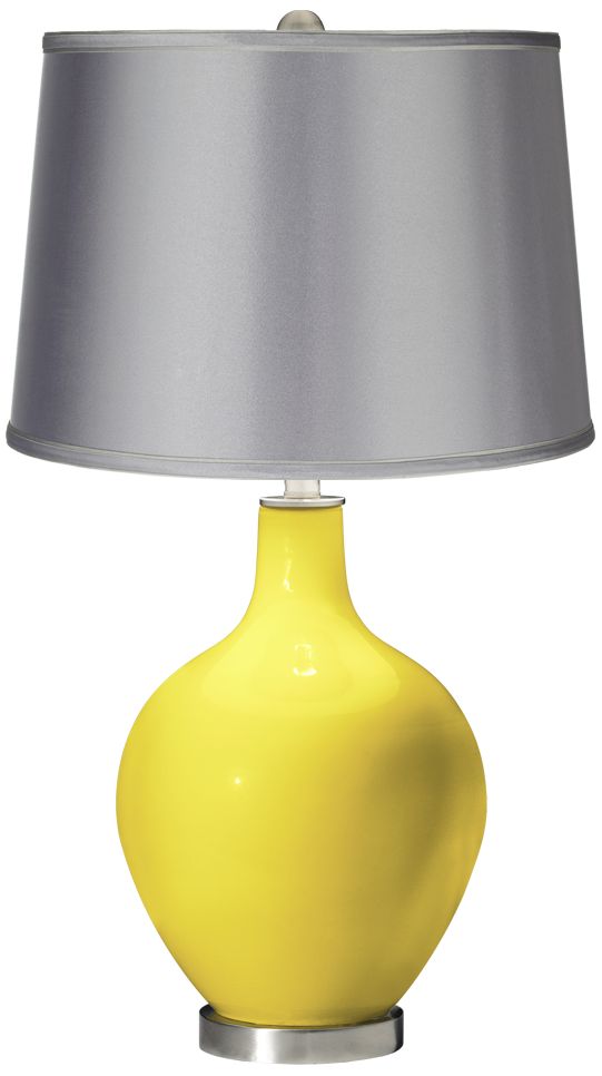 Lemon Twist - Satin Light Gray Shade Ovo Table Lamp