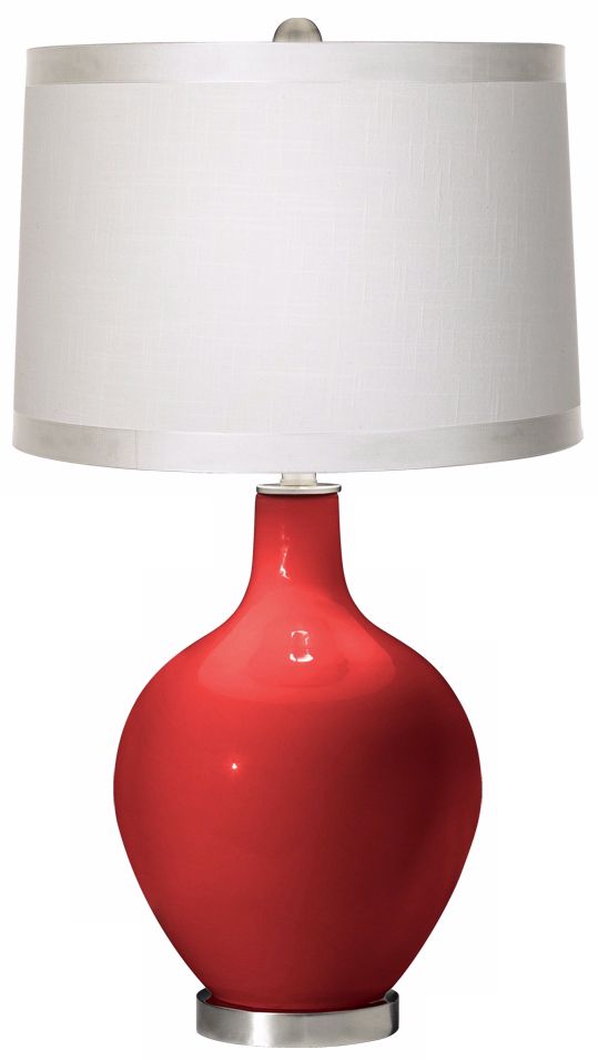 Cherry Tomato White Drum Shade Ovo Table Lamp