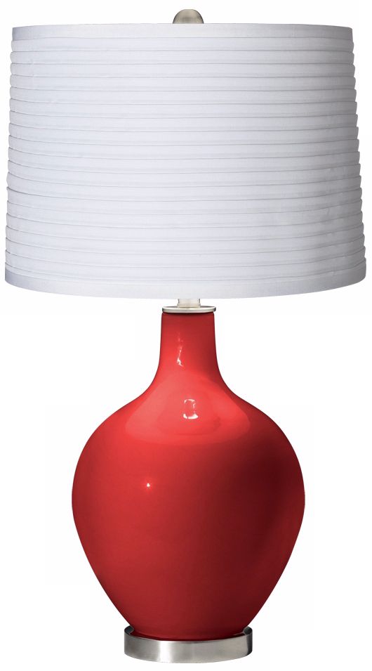 Cherry Tomato White Pleated Shade Ovo Table Lamp