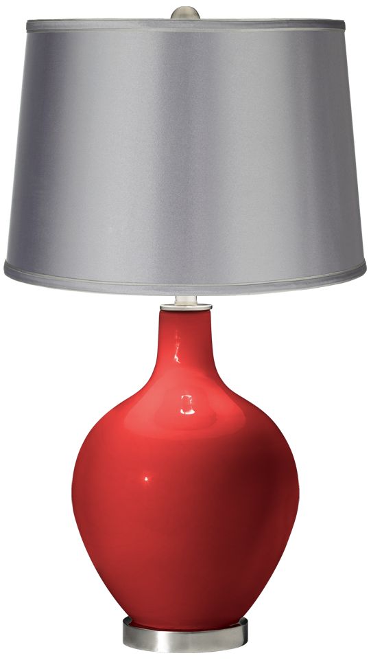Cherry Tomato - Satin Light Gray Shade Ovo Table Lamp
