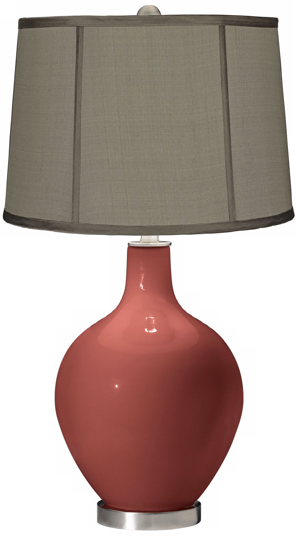Brick Paver Gray Dupioni Silk Shade Ovo Table Lamp