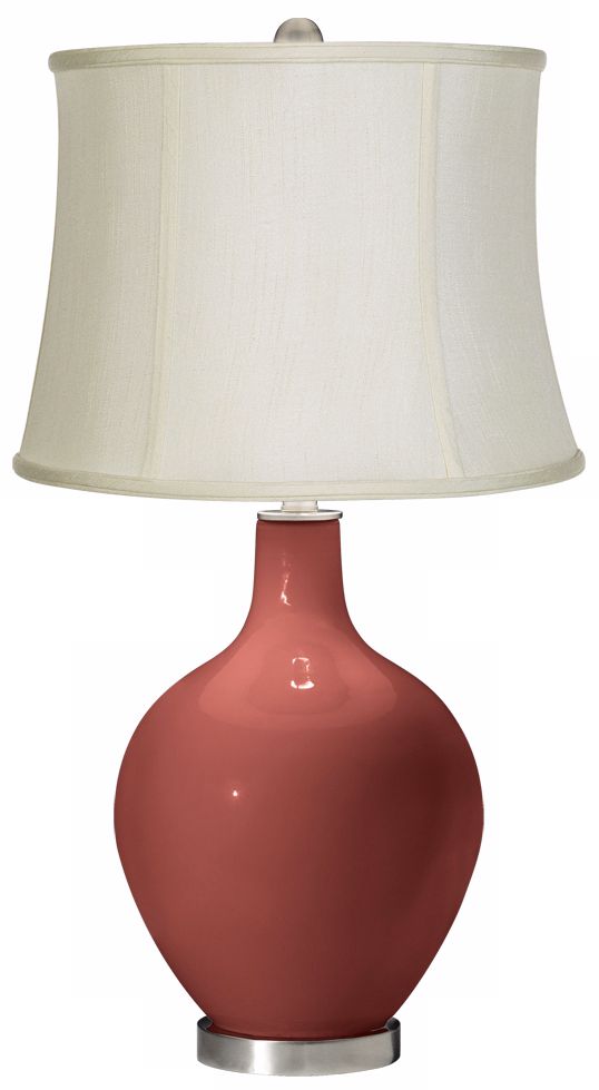 Brick Paver Creme Fabric Drum Ovo Table Lamp