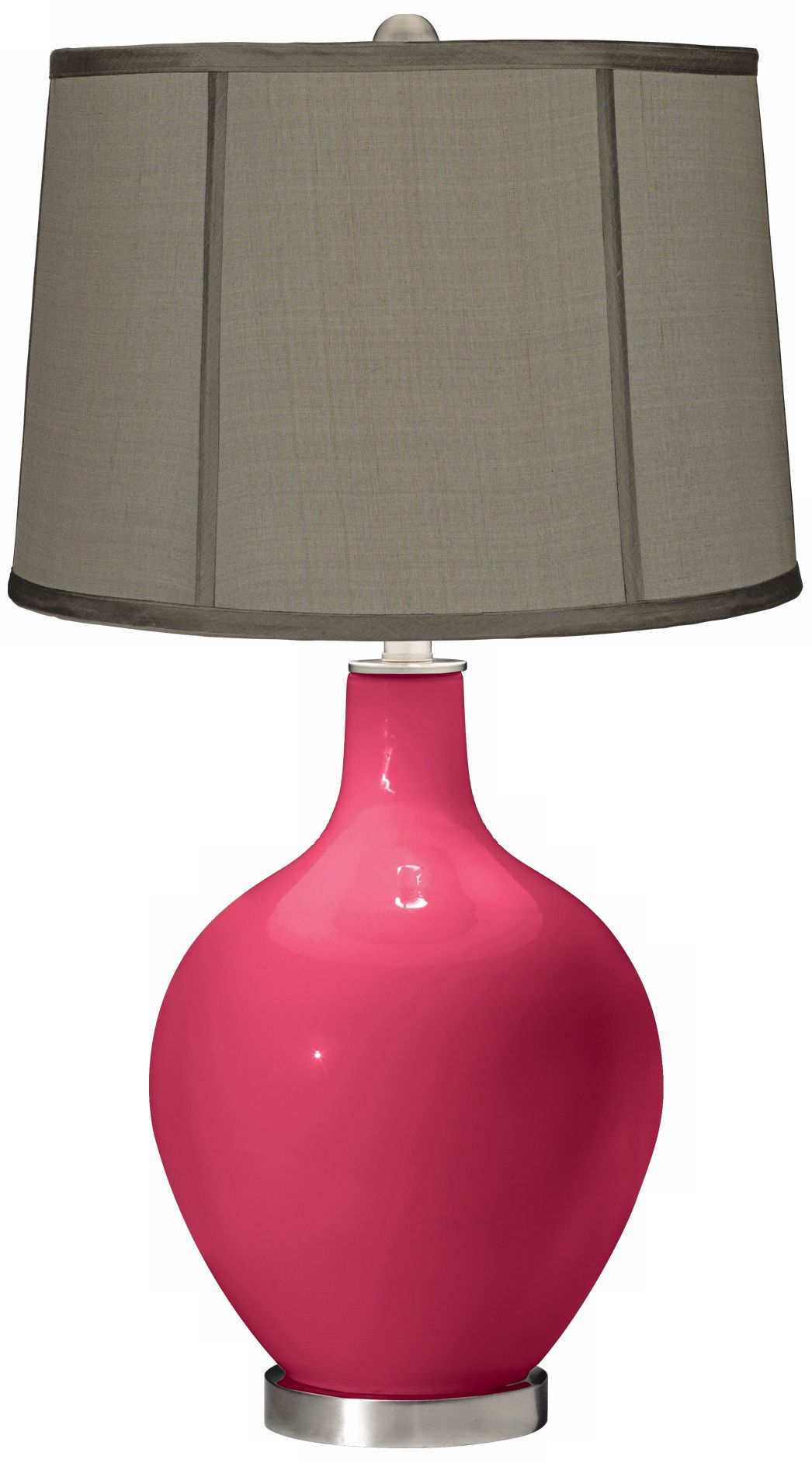Eros Pink Gray Dupioni Silk Shade Ovo Table Lamp