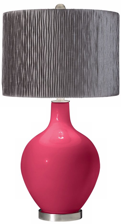 Eros Pink Morell Silver Pleat Shade Ovo Table Lamp