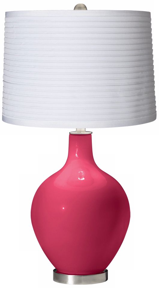 Eros Pink White Pleated Shade Ovo Table Lamp