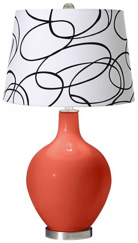 Modern Orange Squiggle Shade Ovo Table Lamp