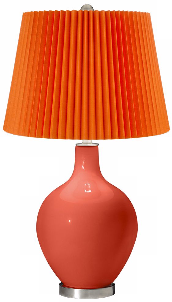Modern Orange Pleat Shade Ovo Table Lamp