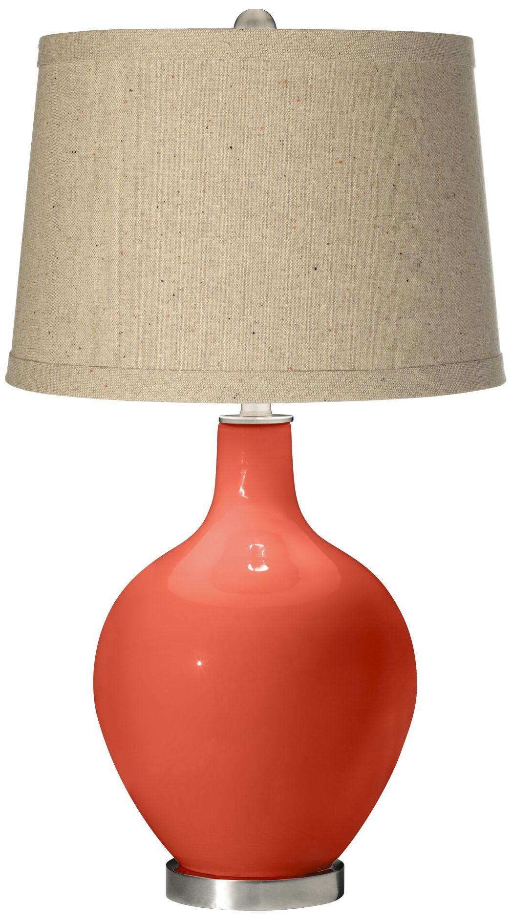 Modern Orange Oatmeal Linen Shade Ovo Table Lamp