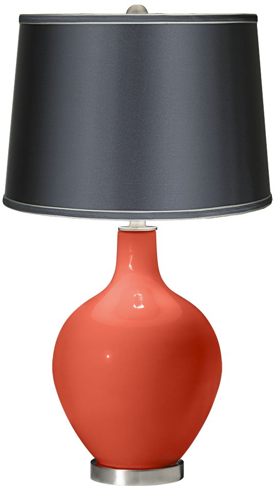 Modern Orange - Satin Dark Gray Shade Ovo Table Lamp
