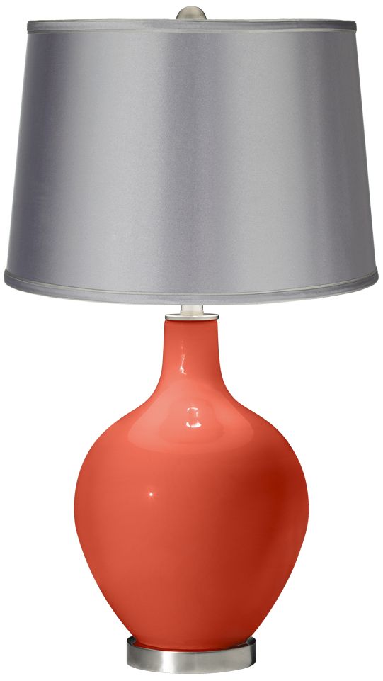 Modern Orange - Satin Light Gray Shade Ovo Table Lamp