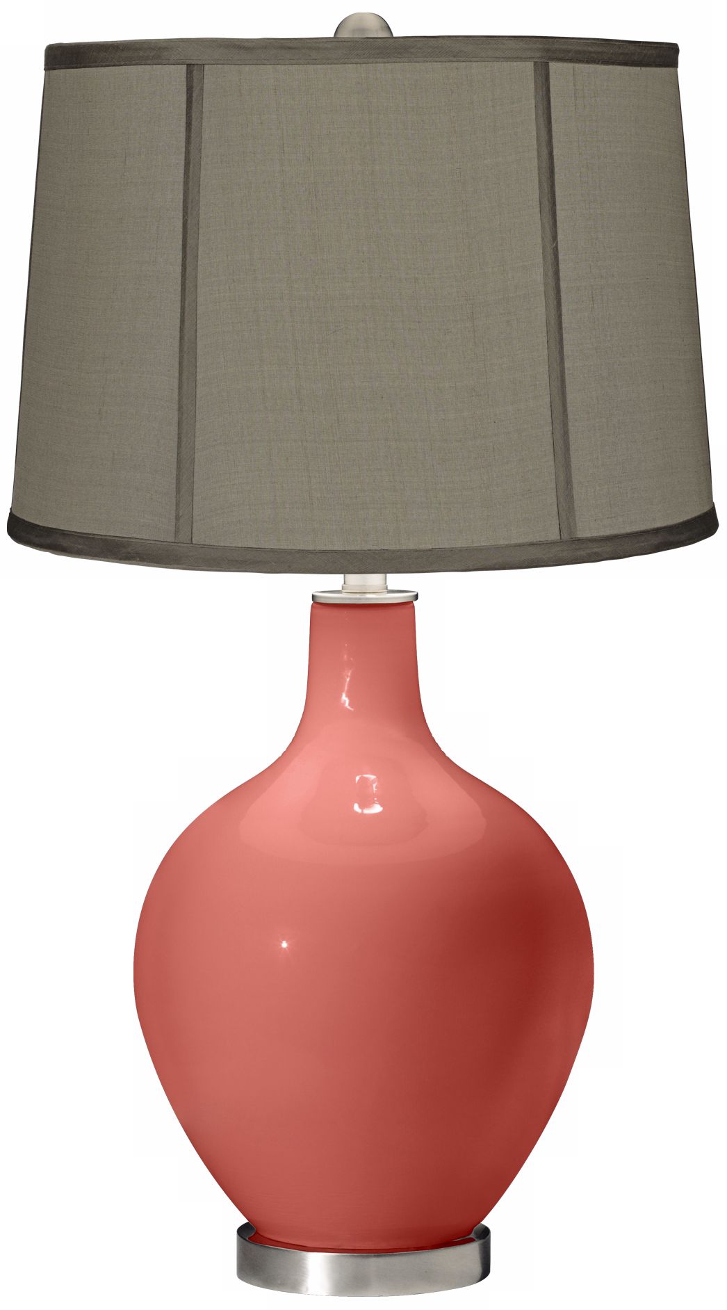 Coral Reef Gray Dupioni Silk Shade Ovo Table Lamp
