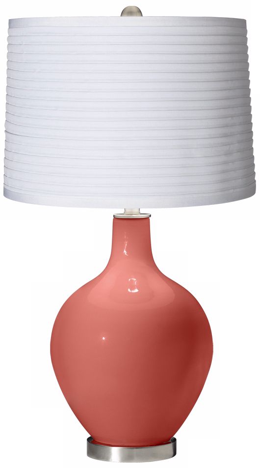 Coral Reef White Pleated Shade Ovo Table Lamp