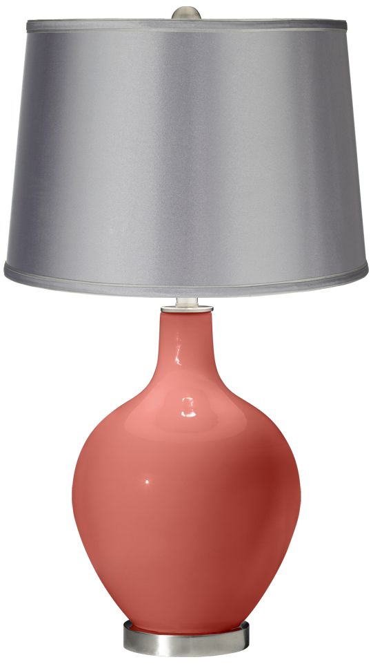 Coral Reef - Satin Light Gray Shade Ovo Table Lamp