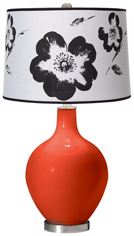 Daredevil Black and White Flower Shade Ovo Table Lamp