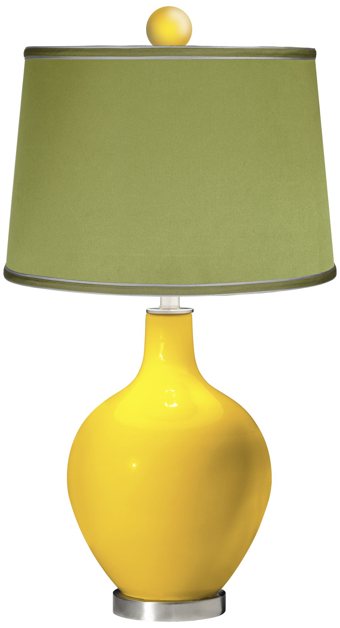 Citrus - Satin Olive Green Ovo Lamp with Color Finial