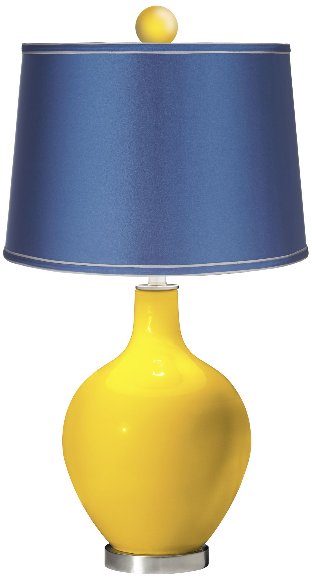 Citrus - Satin Blue Ovo Table Lamp with Color Finial
