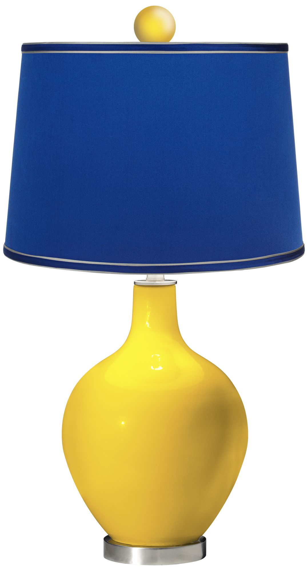 Citrus - Satin Dark Blue Ovo Table Lamp with Color Finial