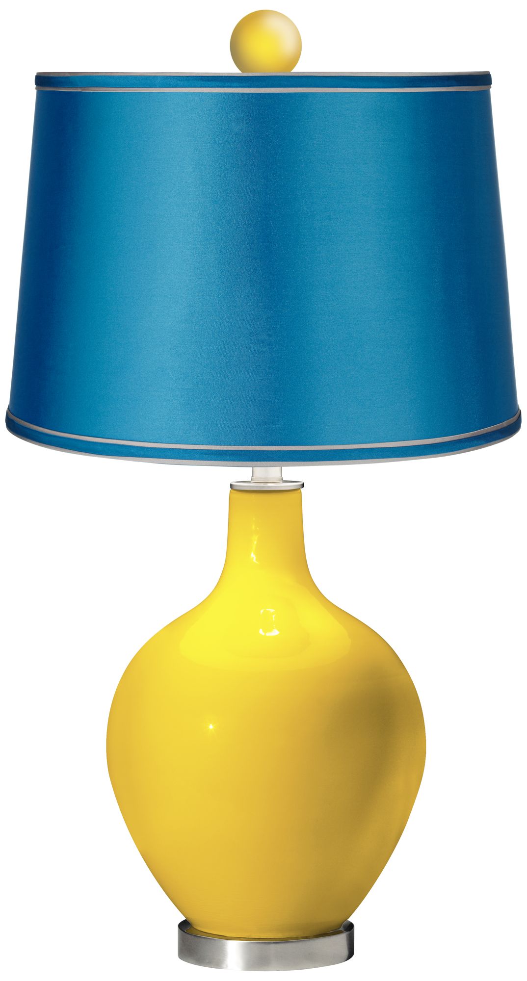 Citrus - Satin Turquoise Ovo Table Lamp with Color Finial