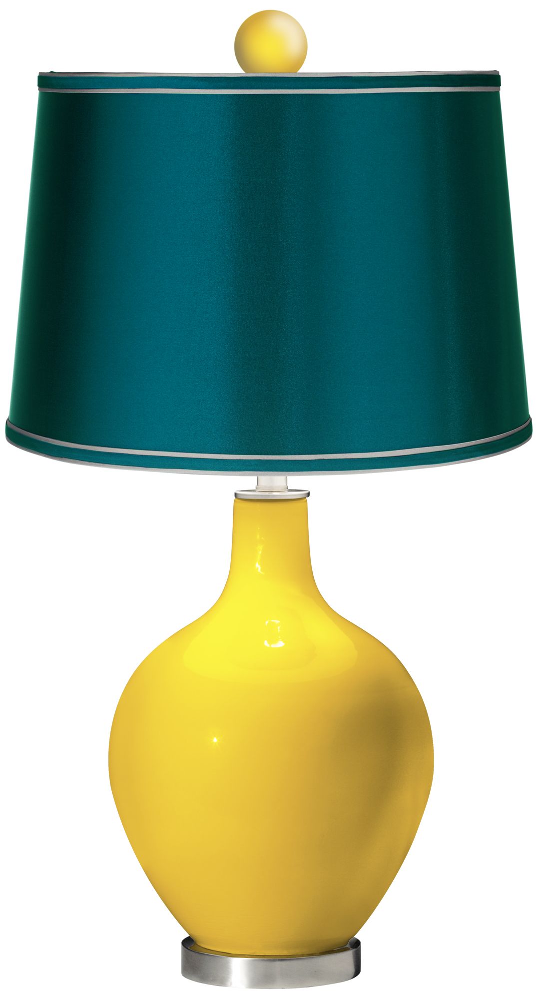 Citrus - Satin Teal Ovo Table Lamp with Color Finial