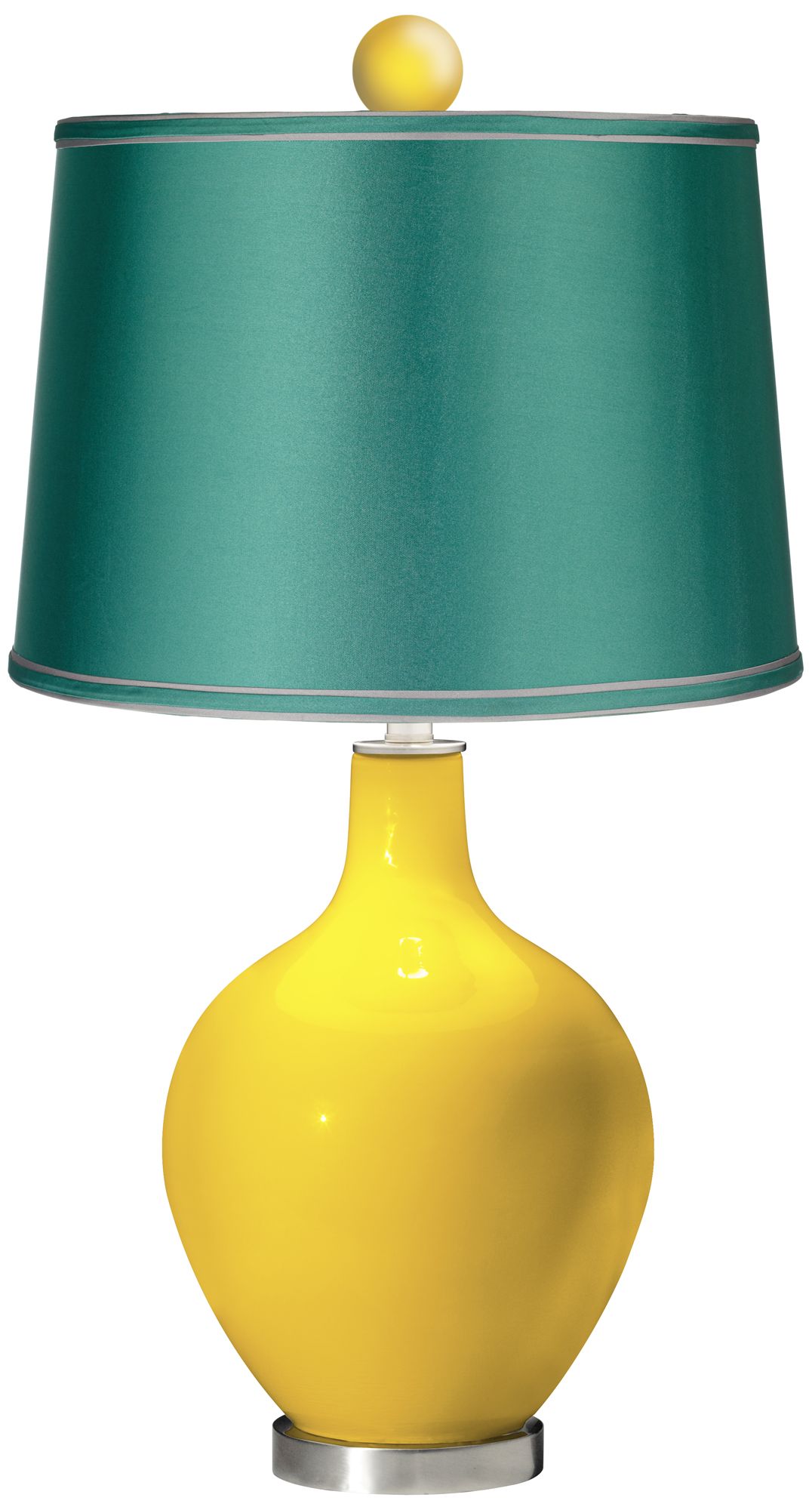 Citrus - Satin Sea Green Ovo Table Lamp with Color Finial