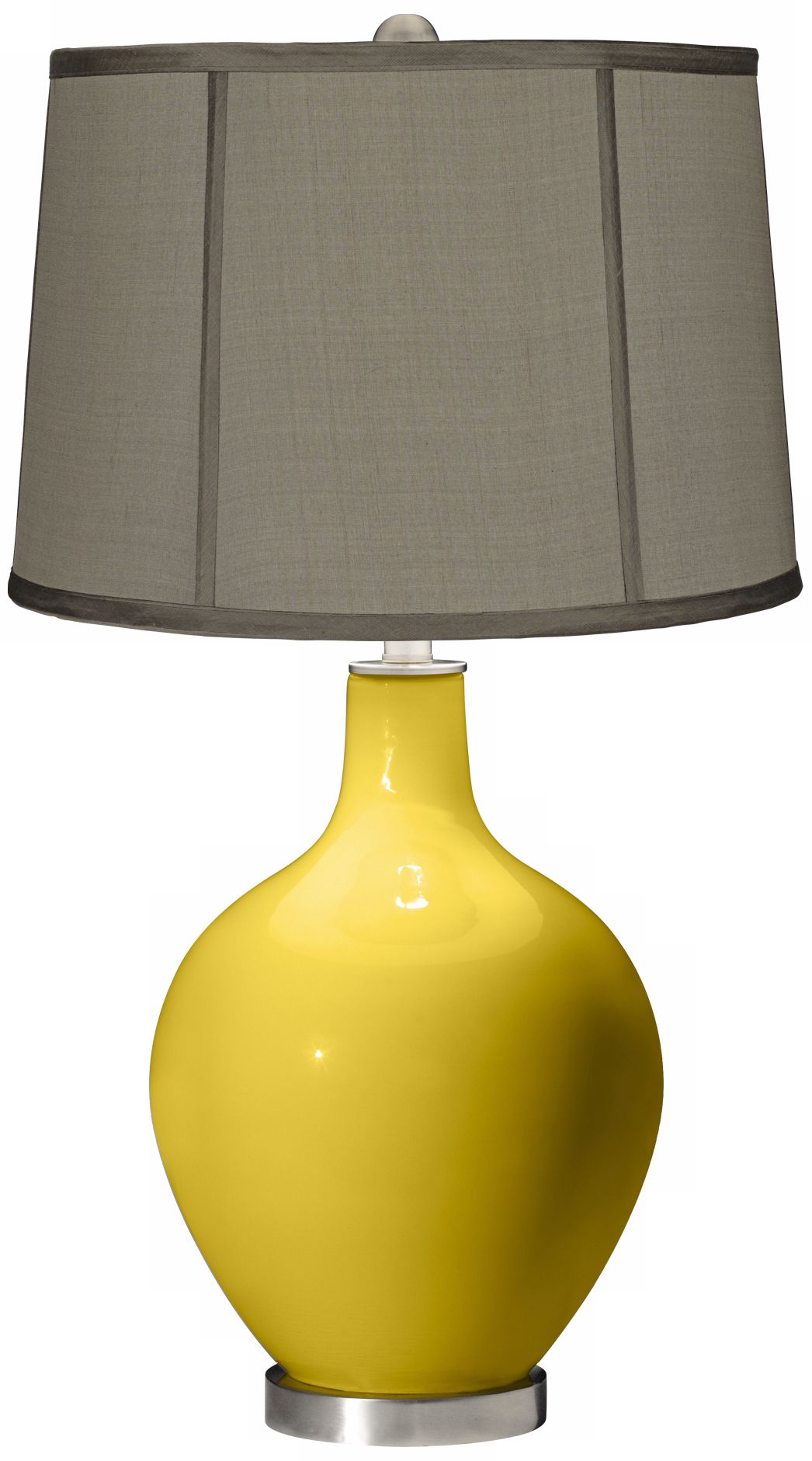 Nugget Gray Dupioni Silk Shade Ovo Table Lamp