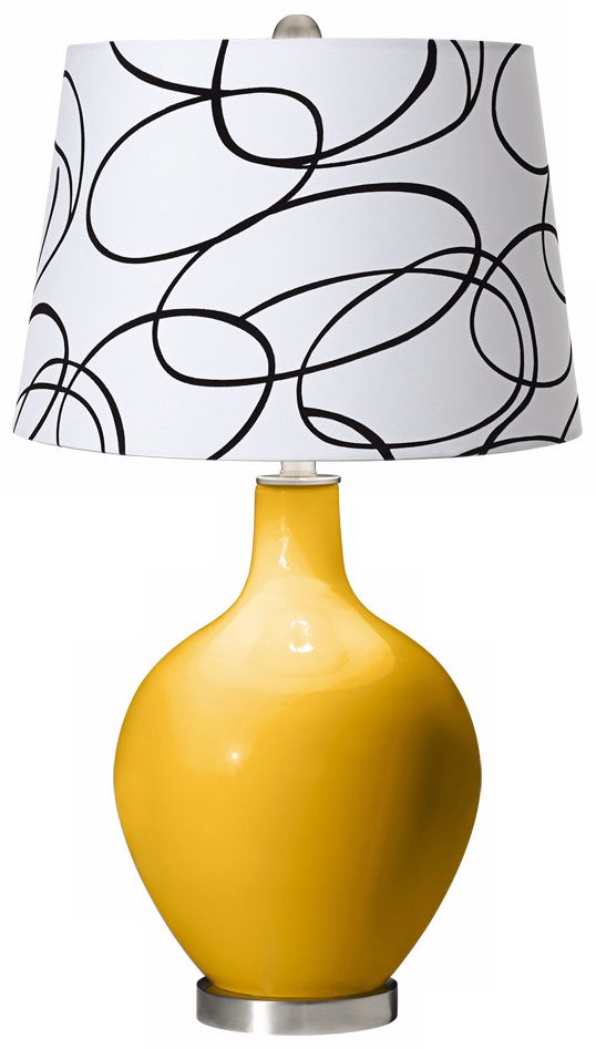 Goldenrod Squiggle Shade Ovo Table Lamp