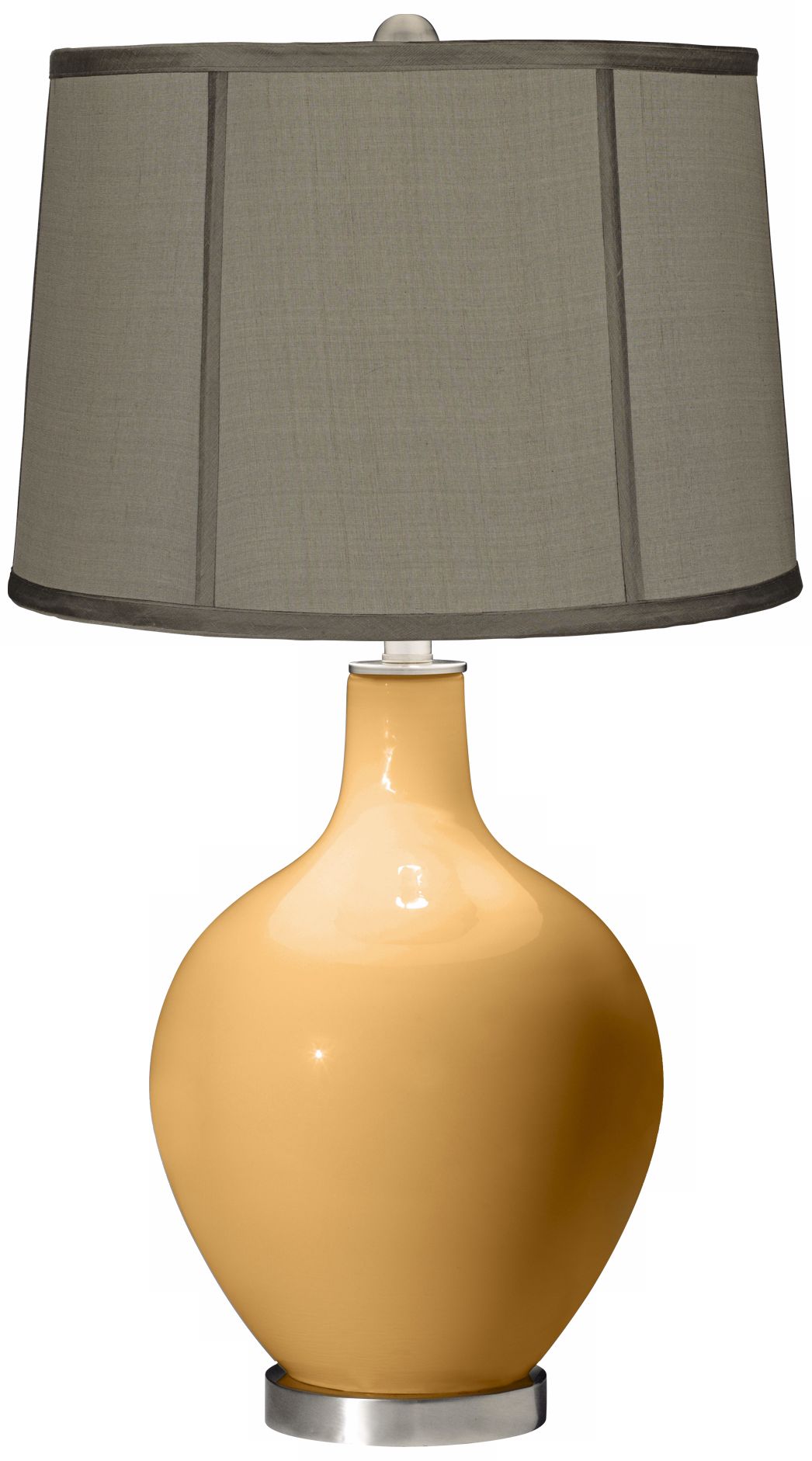 Harvest Gold Gray Dupioni Silk Shade Ovo Table Lamp
